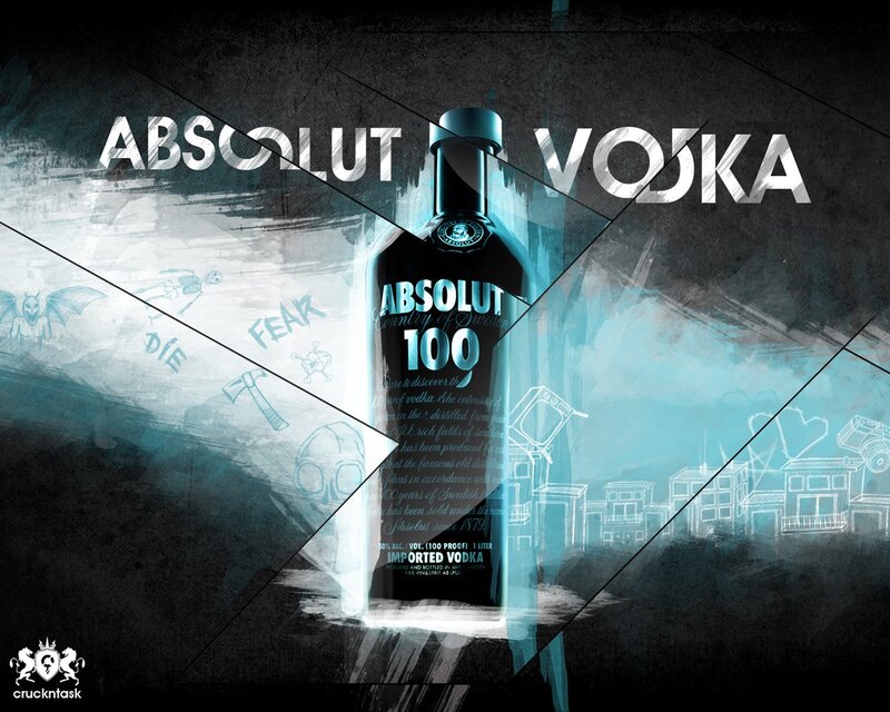 Absolut Vodka bottle advertisement