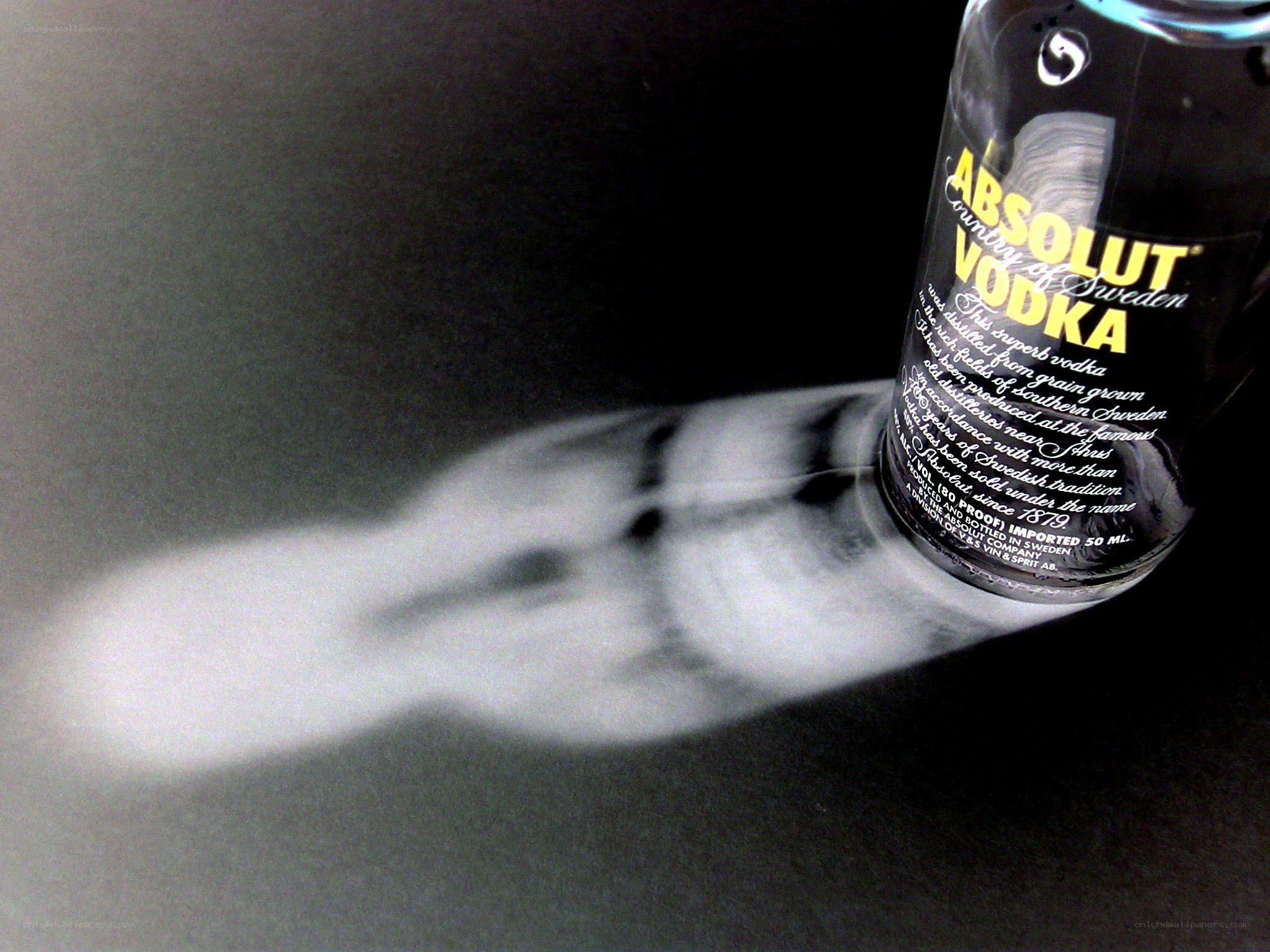 Absolut Vodka bottle shadow