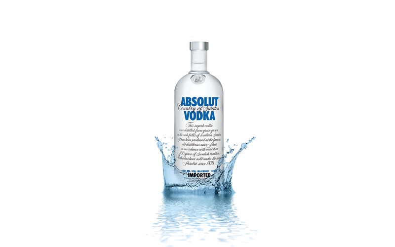 Absolut Vodka Bottle — White, Clean, Dynamic