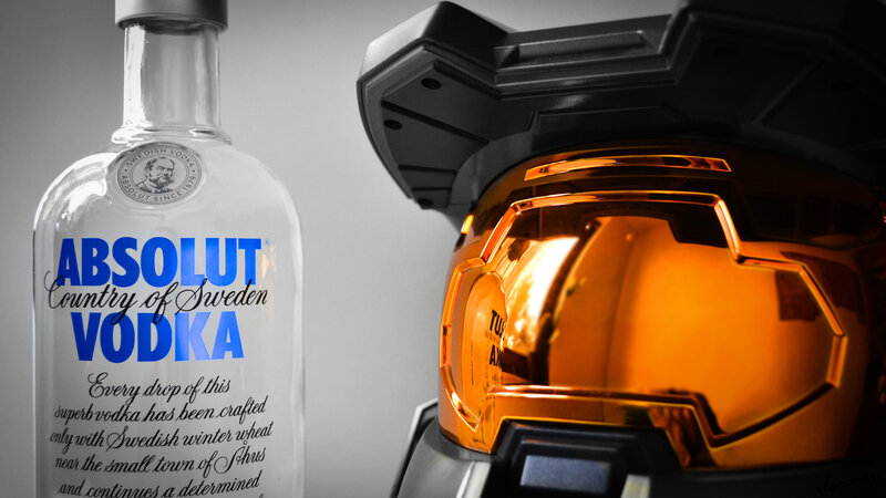 Absolut Vodka Bottle — White, Dramatic, Photograph