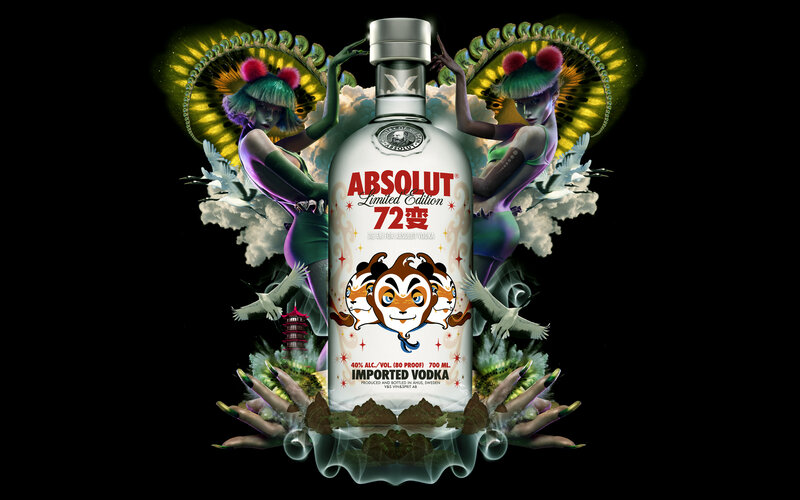 Absolut Vodka Bottle — White, Dramatic
