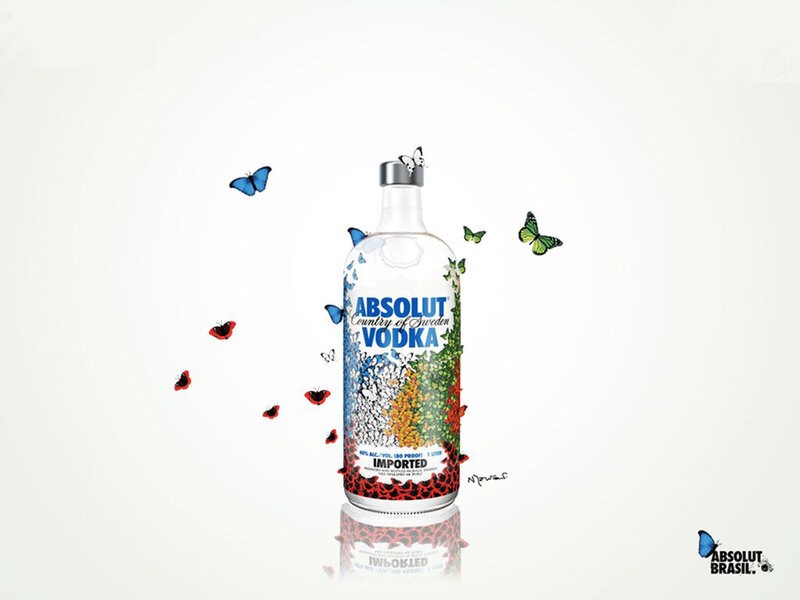 Absolut Vodka Bottle — White