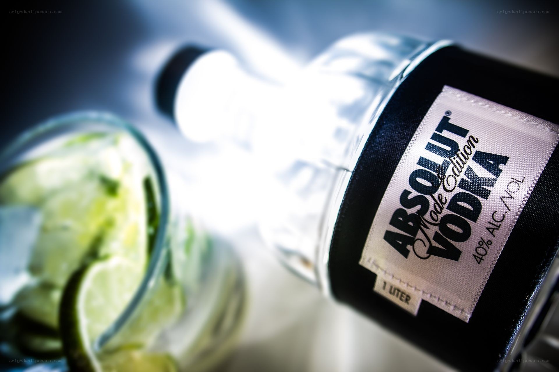 Absolut Vodka bottle with cocktail