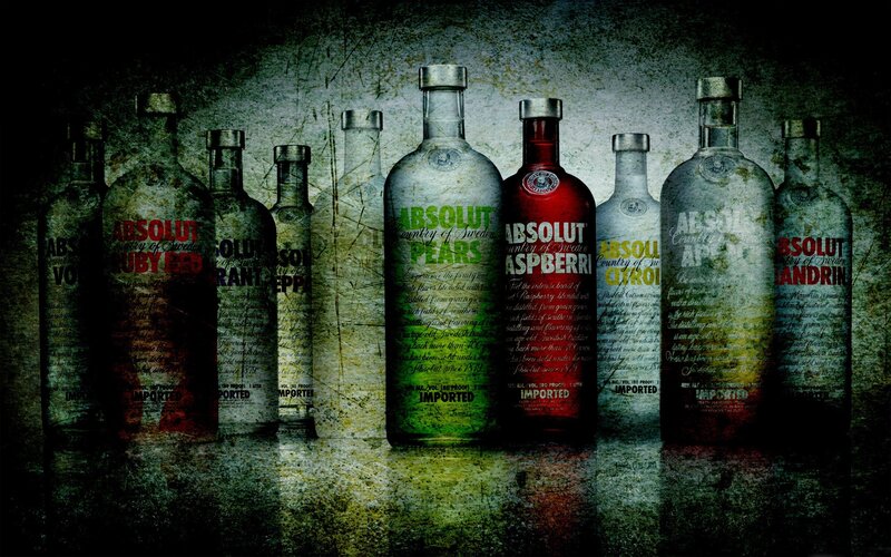 Absolut Vodka Bottles — Black, Dark