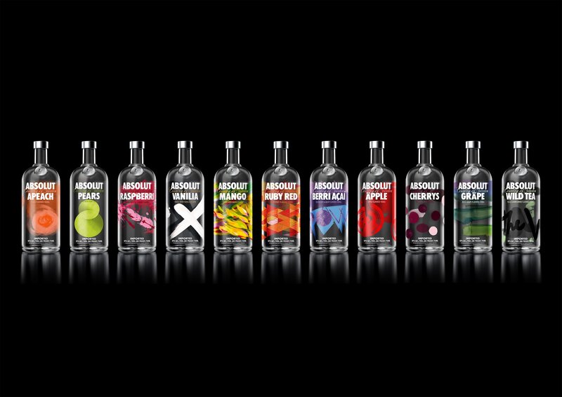 Absolut Vodka Bottles — Black, Minimalist, Photograph