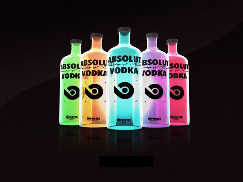 Absolut Vodka Bottles — Green, Dark