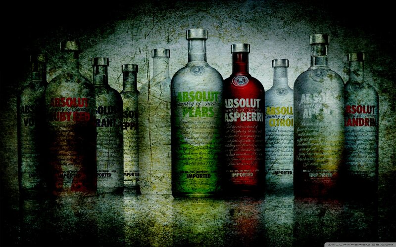 Absolut Vodka Bottles — Green, Grungy