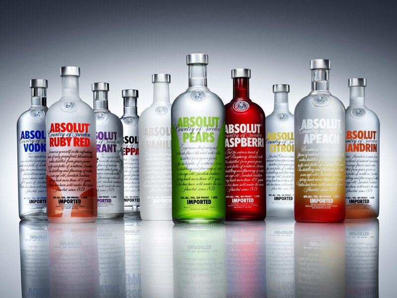 Absolut Vodka Bottles — White, Clean, Commercial, Photograph, Reflection