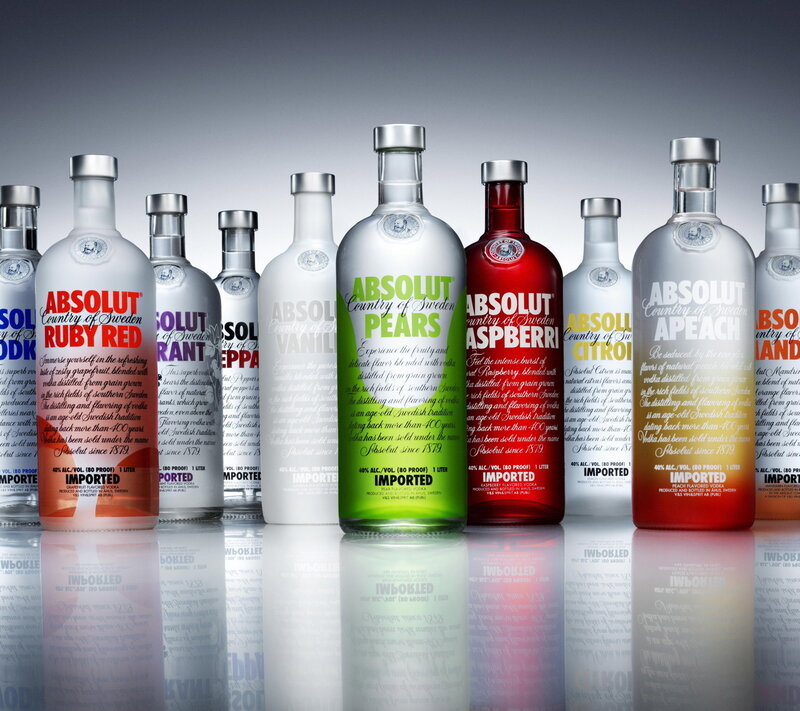 Absolut Vodka Bottles — White, Clean, Commercial