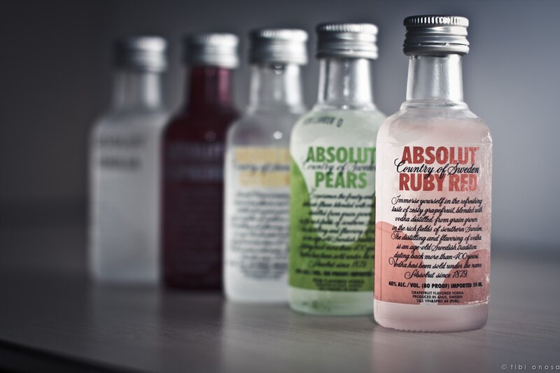 Absolut Vodka Bottles — White, Dramatic