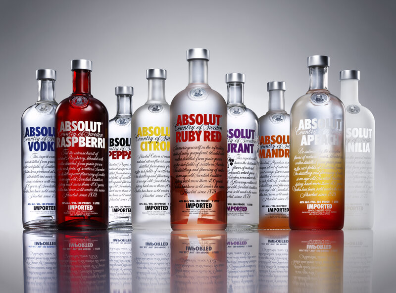 Absolut Vodka Bottles — White, Neutral, Photograph, Reflection, Label, Silver