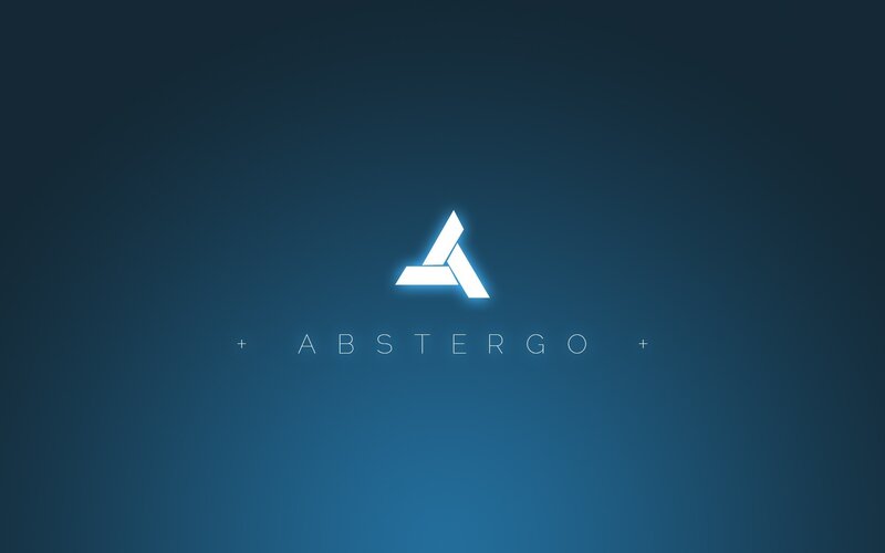 Abstergo logo on blue background