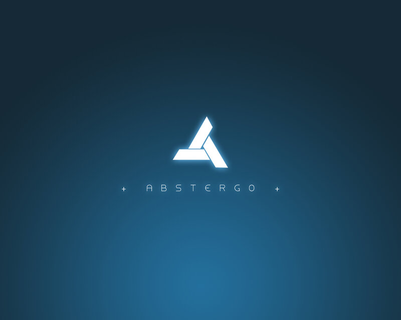 Abstergo logo on blue background