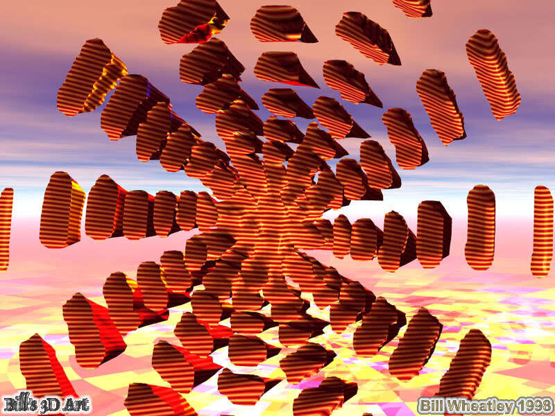 Abstract 3D Artwork with Striped Shapes