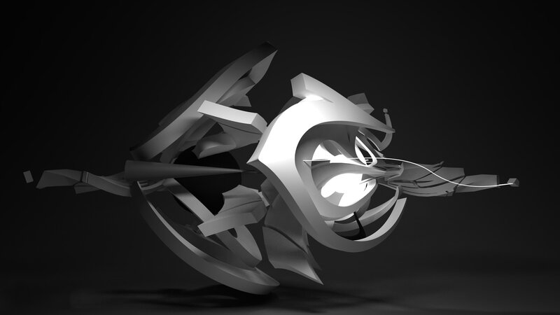Abstract 3d Sculpture — Black, Dramatic