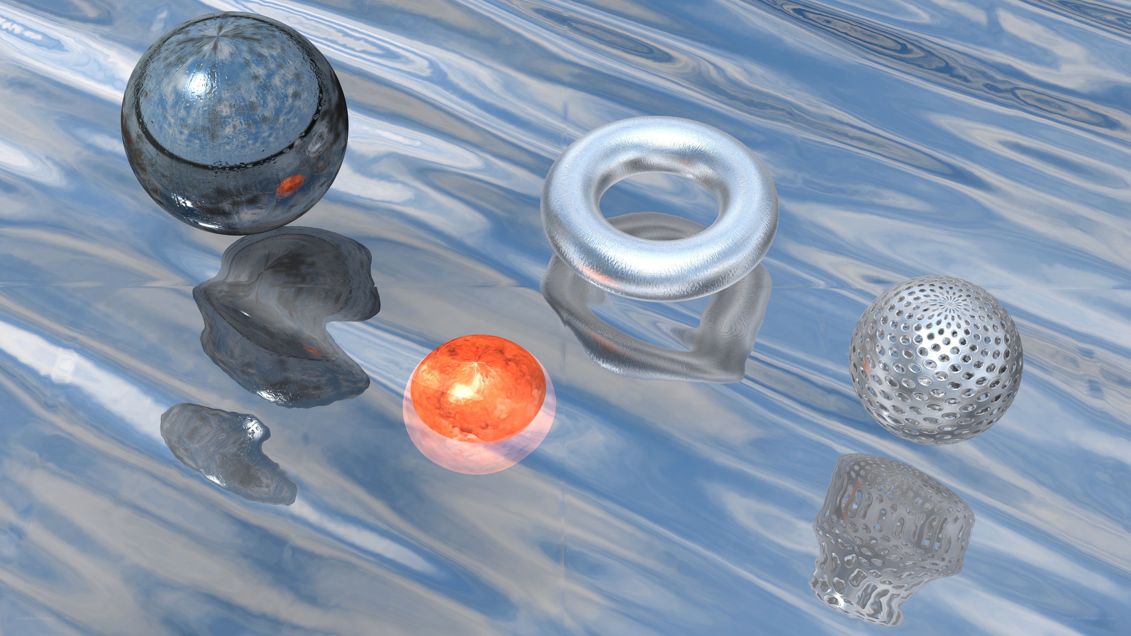 Abstract 3D shapes on water