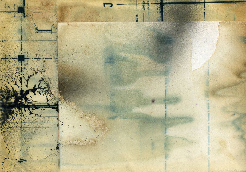 abstract aged blueprint collage