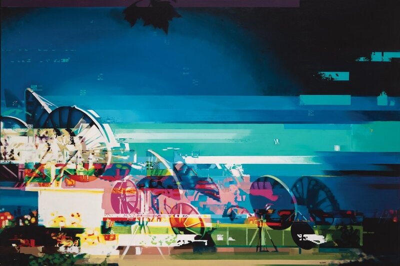 Abstract amusement park scene