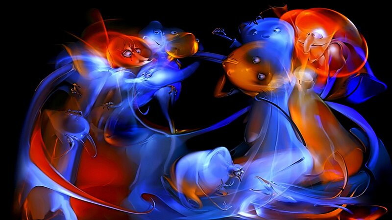 Abstract animated characters in motion