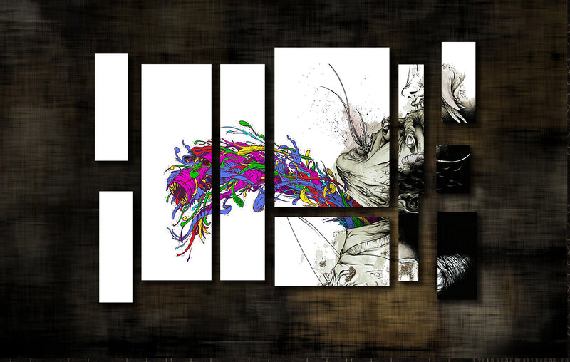 abstract art collage with vibrant colors