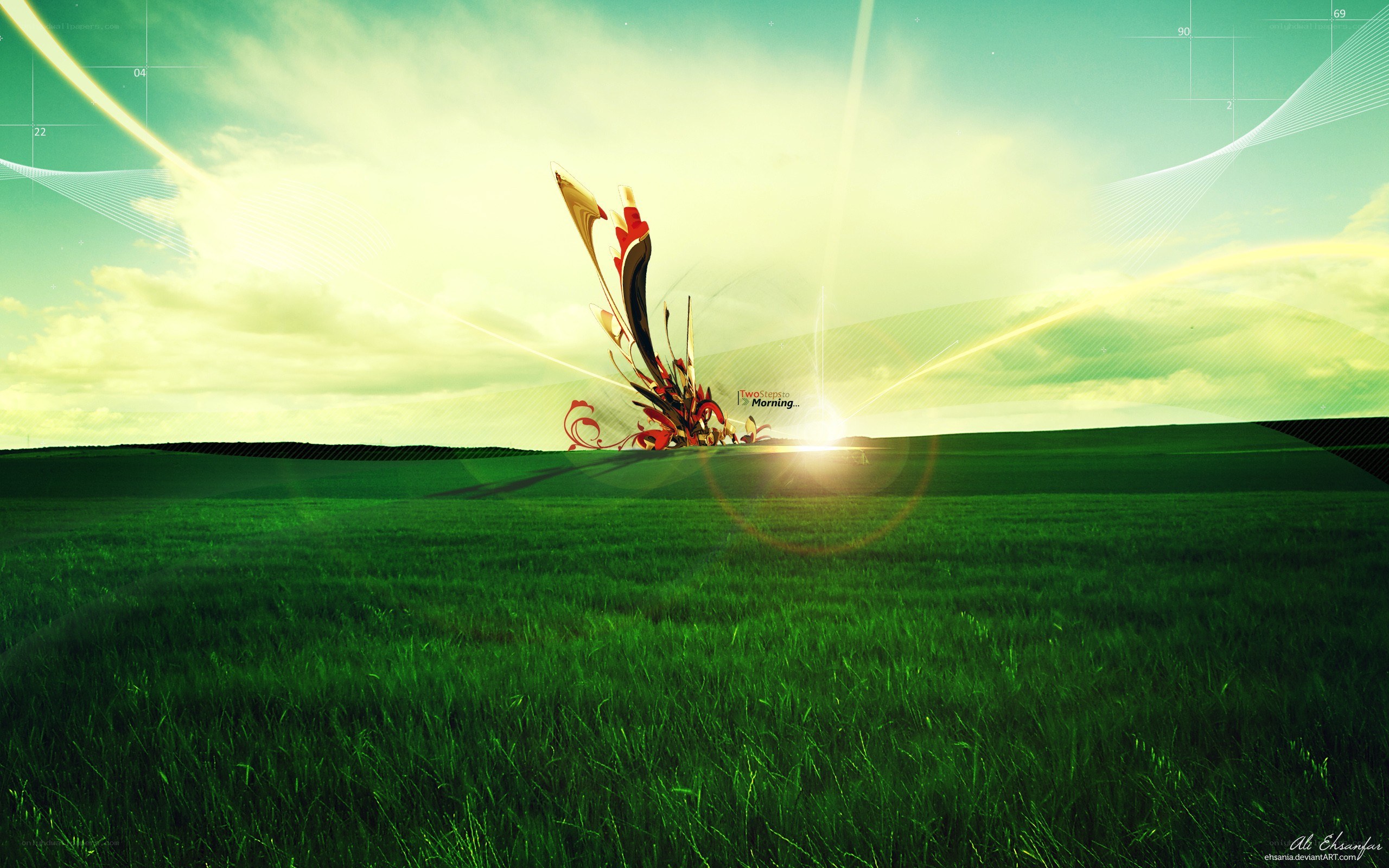 abstract art on green field