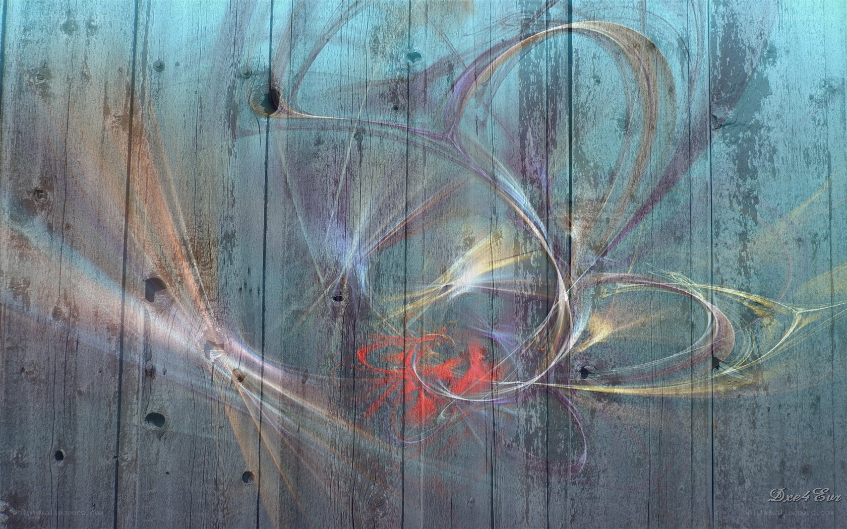 Abstract art on wooden surface