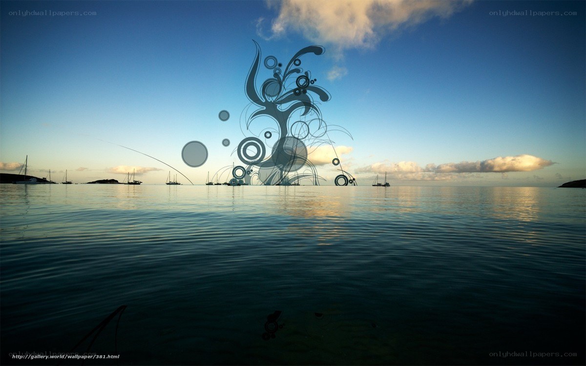 abstract art over calm sea