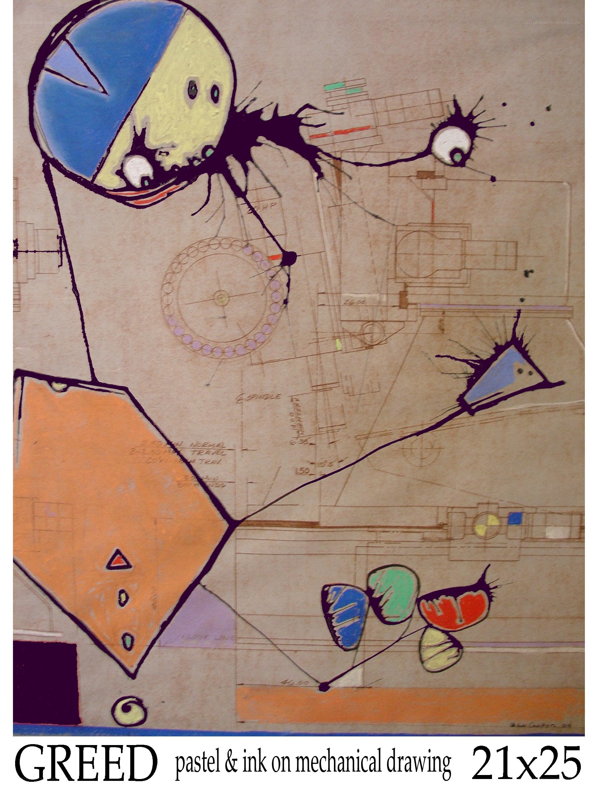 Abstract art titled 'Greed'