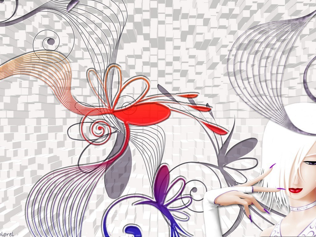 abstract art with anime character