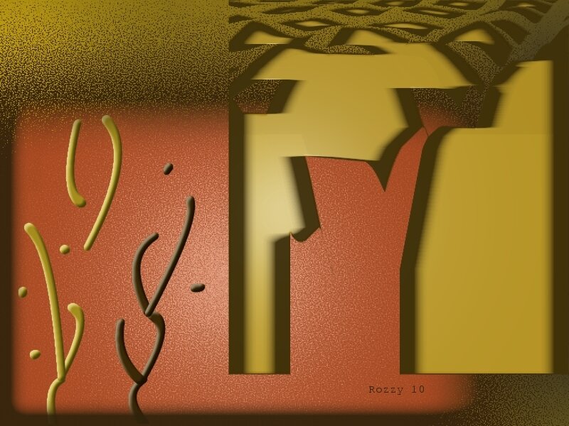 Abstract art with golden shapes