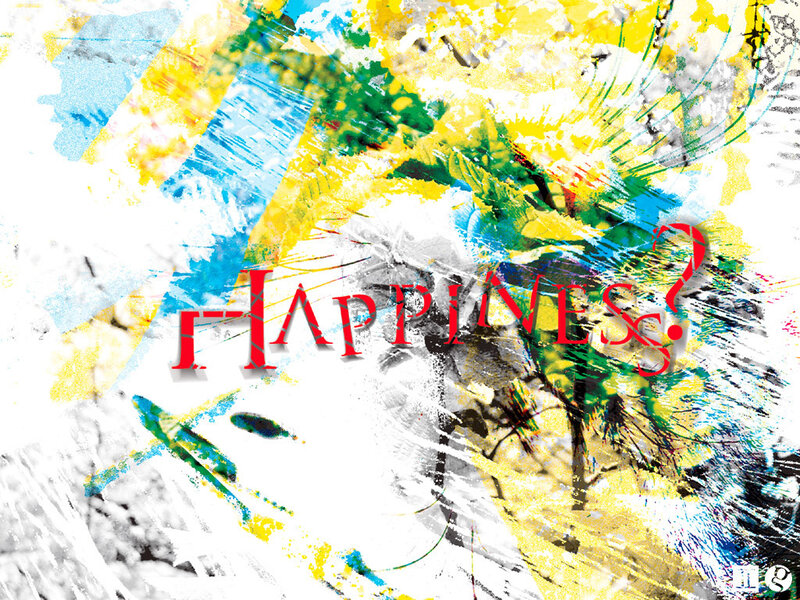 abstract art with happiness text