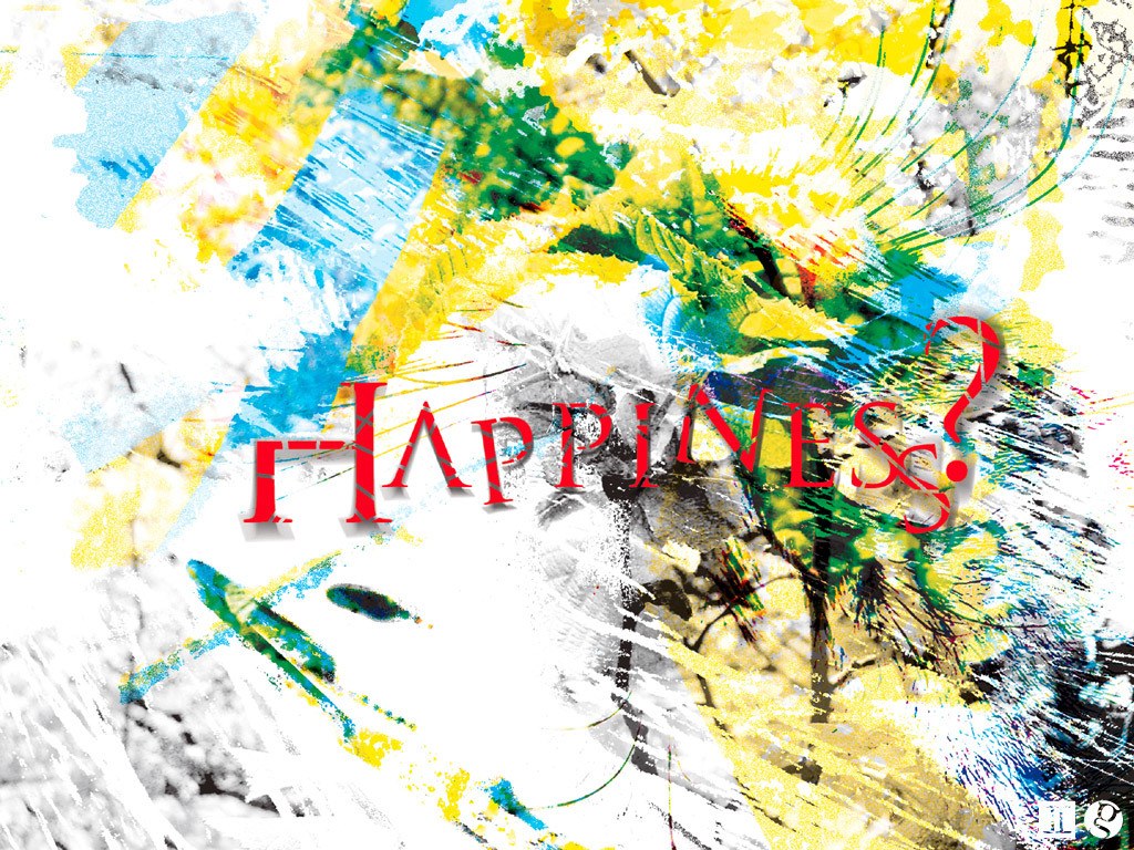 abstract art with happiness text