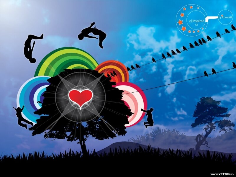 abstract art with heart and silhouettes