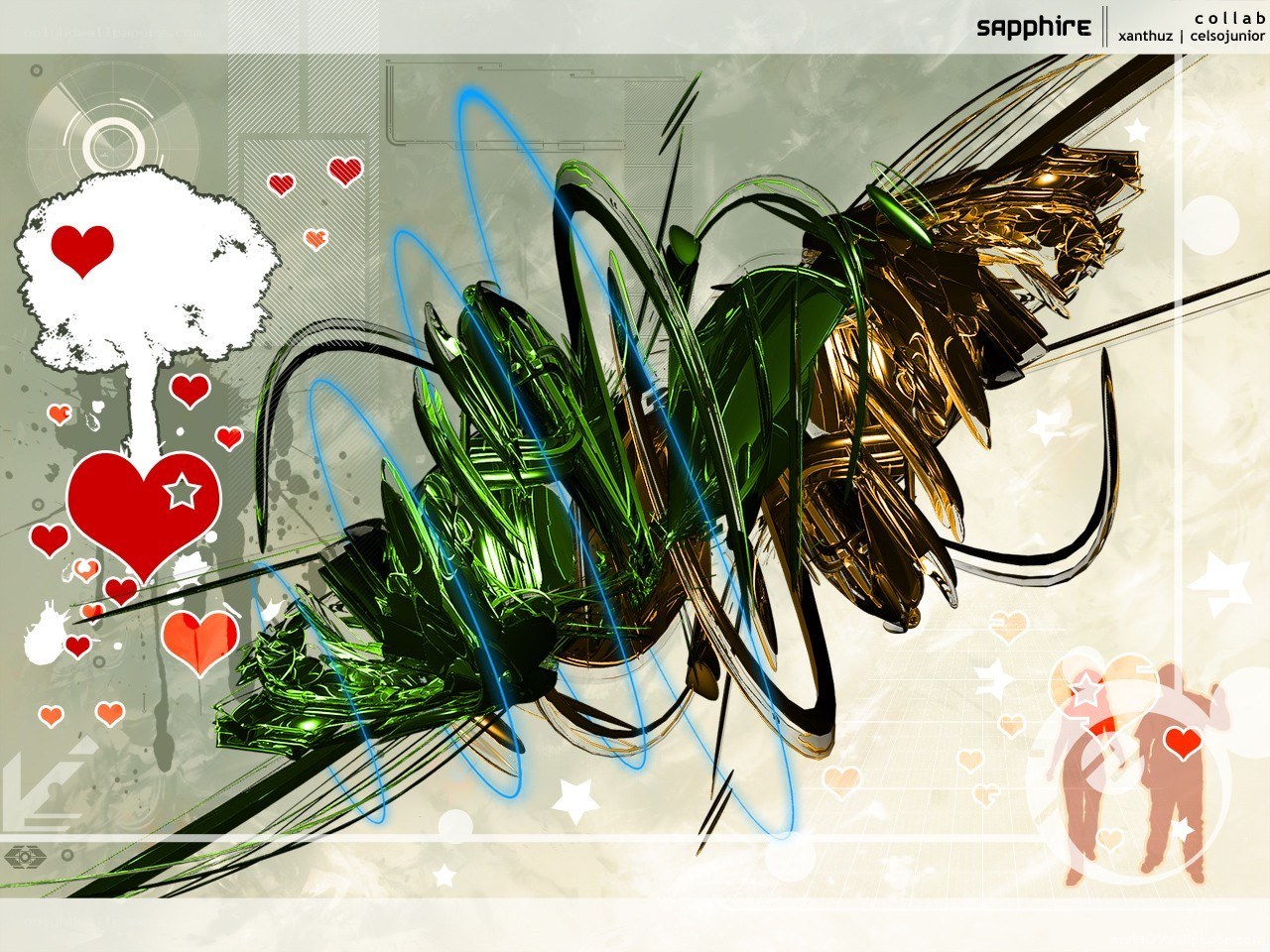 Abstract art with hearts and lights