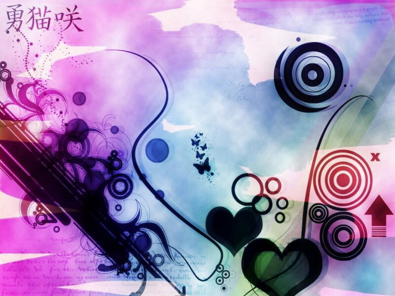 abstract art with hearts and swirls
