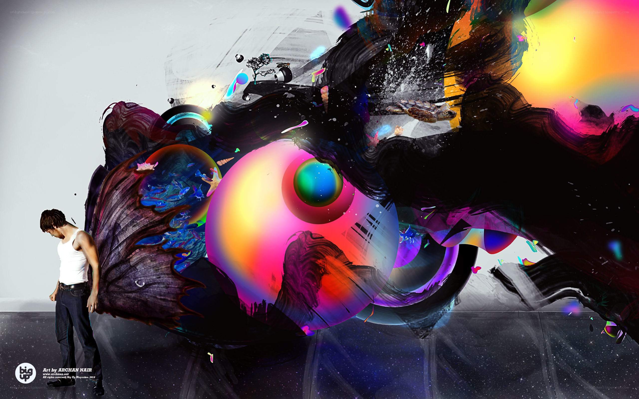 abstract art with man and eye