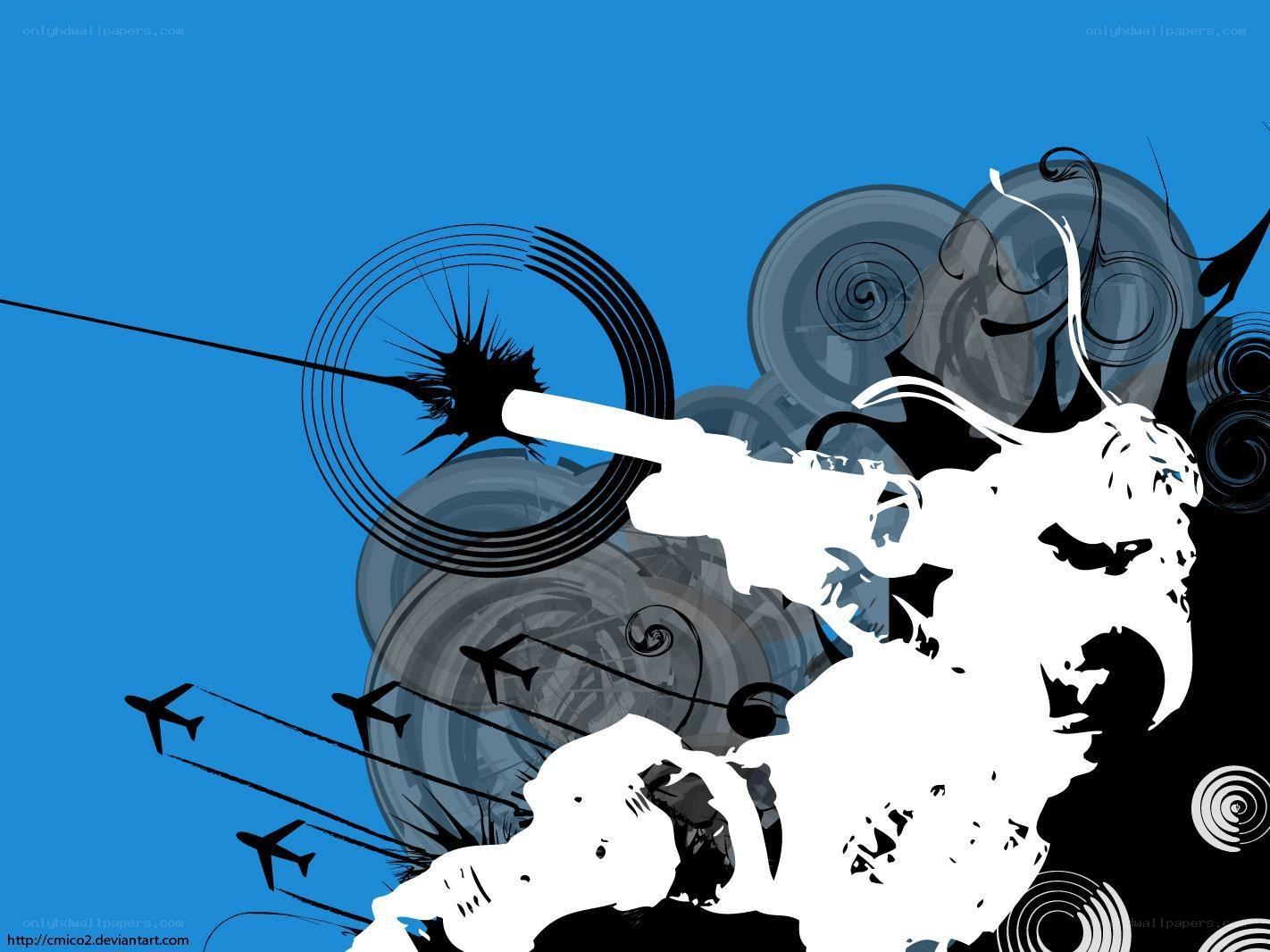 abstract art with planes and gun
