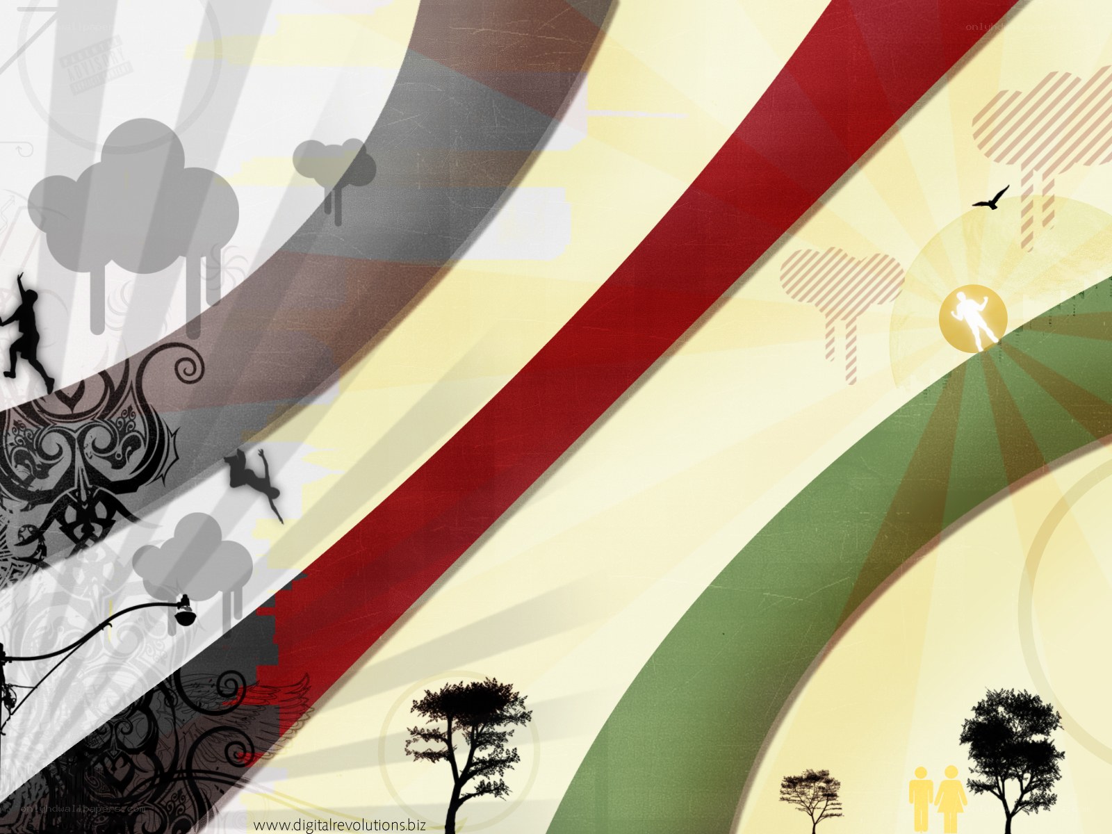 Abstract art with silhouettes