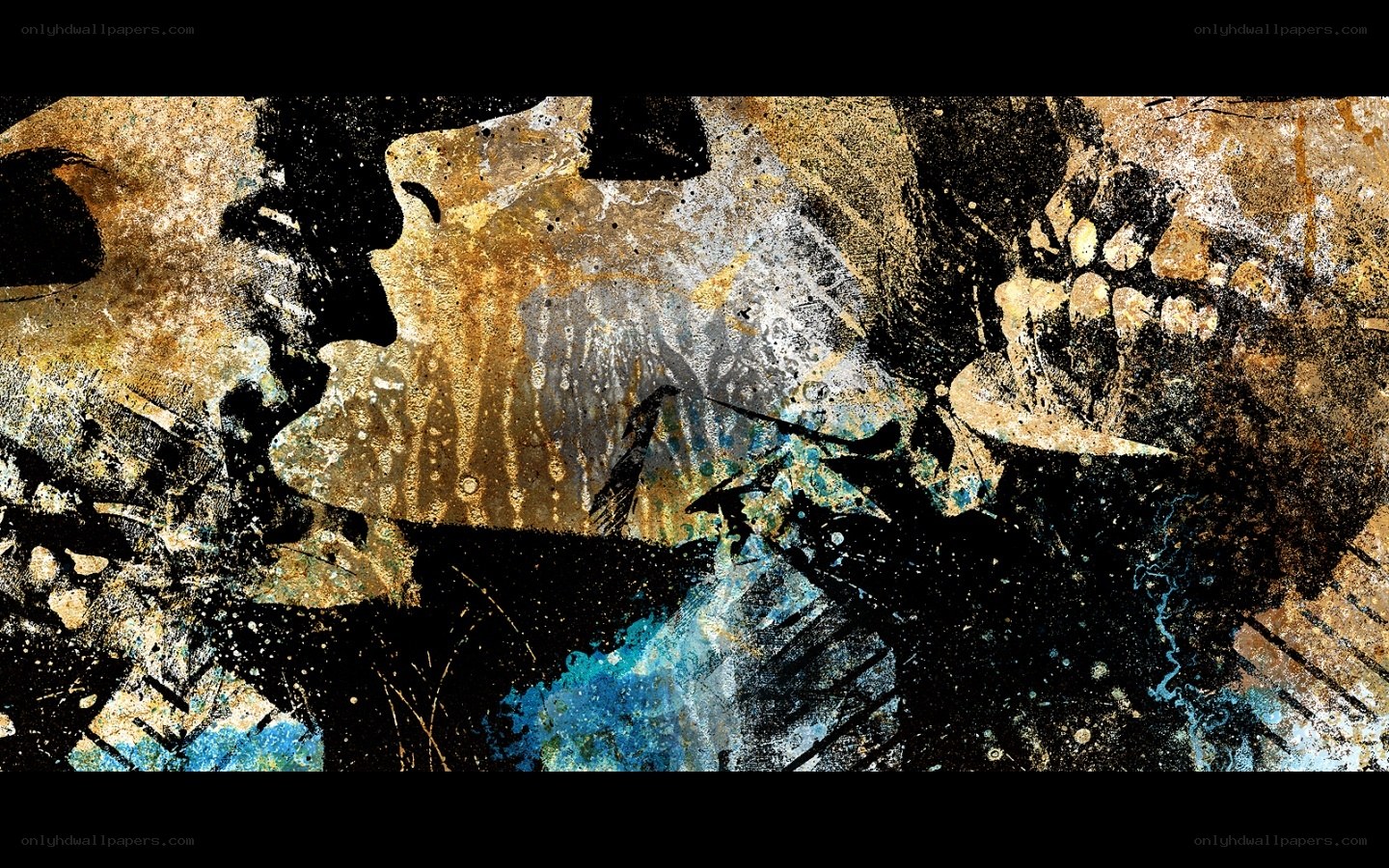 abstract art with skull imagery