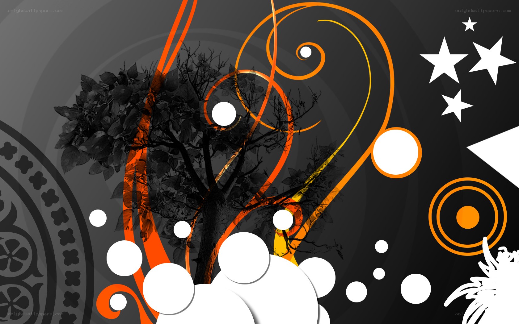 abstract art with tree and swirls