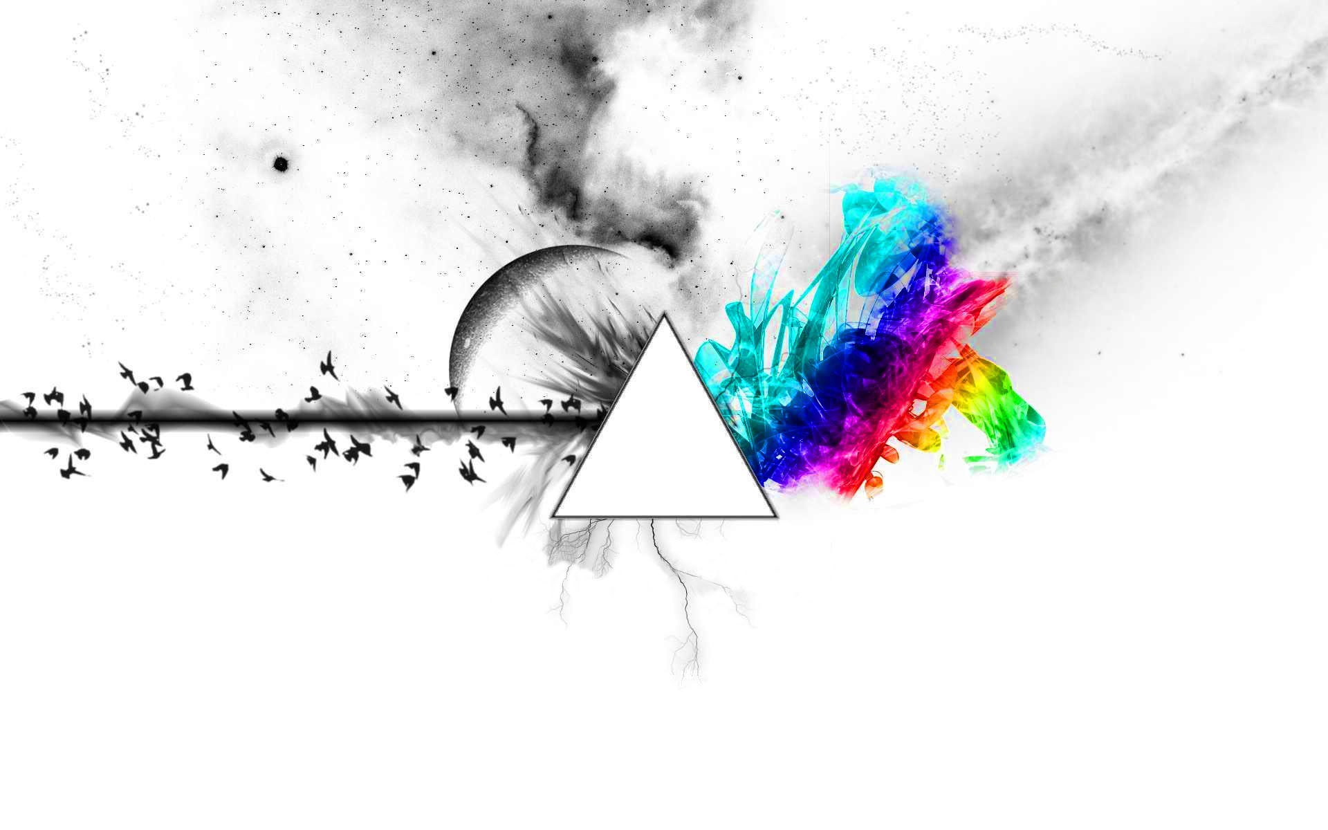 abstract art with triangle and birds