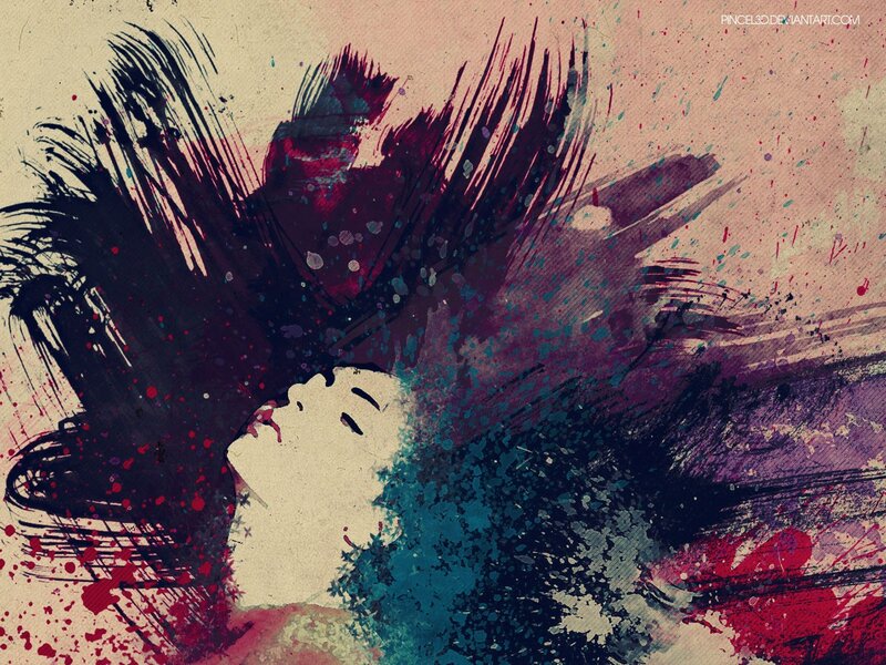 abstract art with woman's face