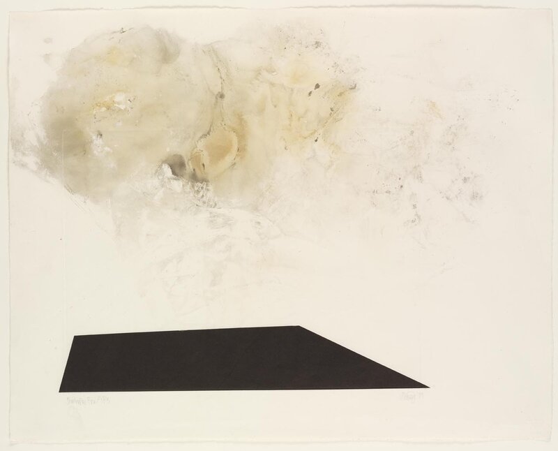 Abstract artwork with black shape