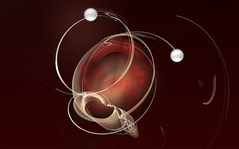 Abstract Atomic Model — Red, Dramatic