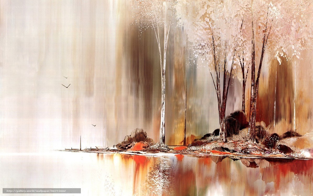 Abstract autumn trees by water