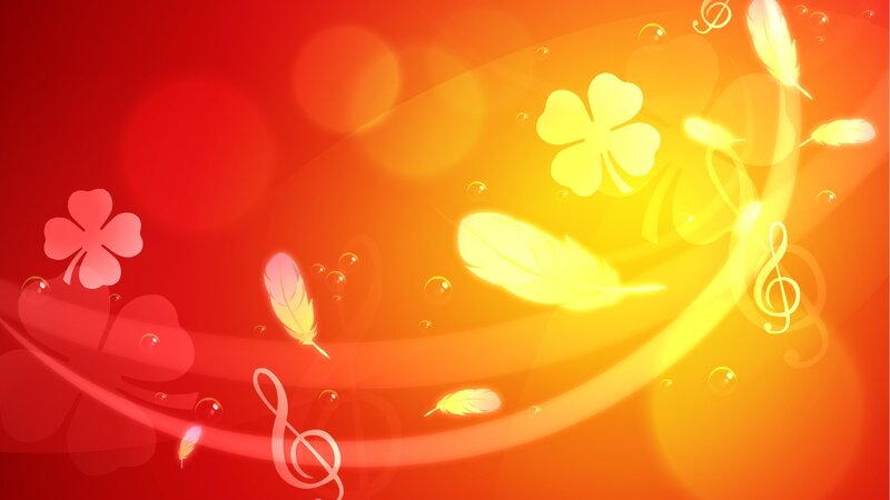 Abstract Background with Clovers — Red, Cheerful, Digital Art, Feathers