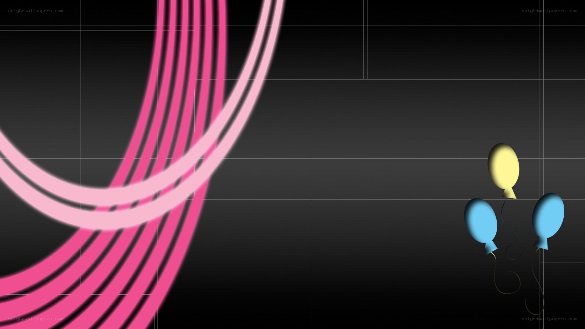abstract balloons and pink lines