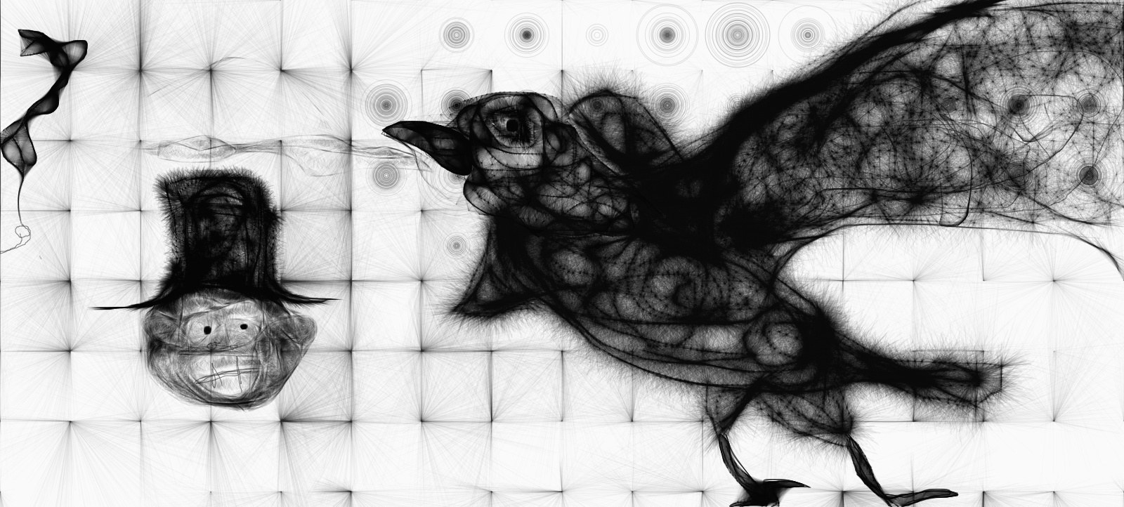 Abstract bird and figure art
