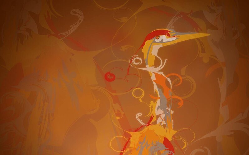 abstract bird art in warm tones