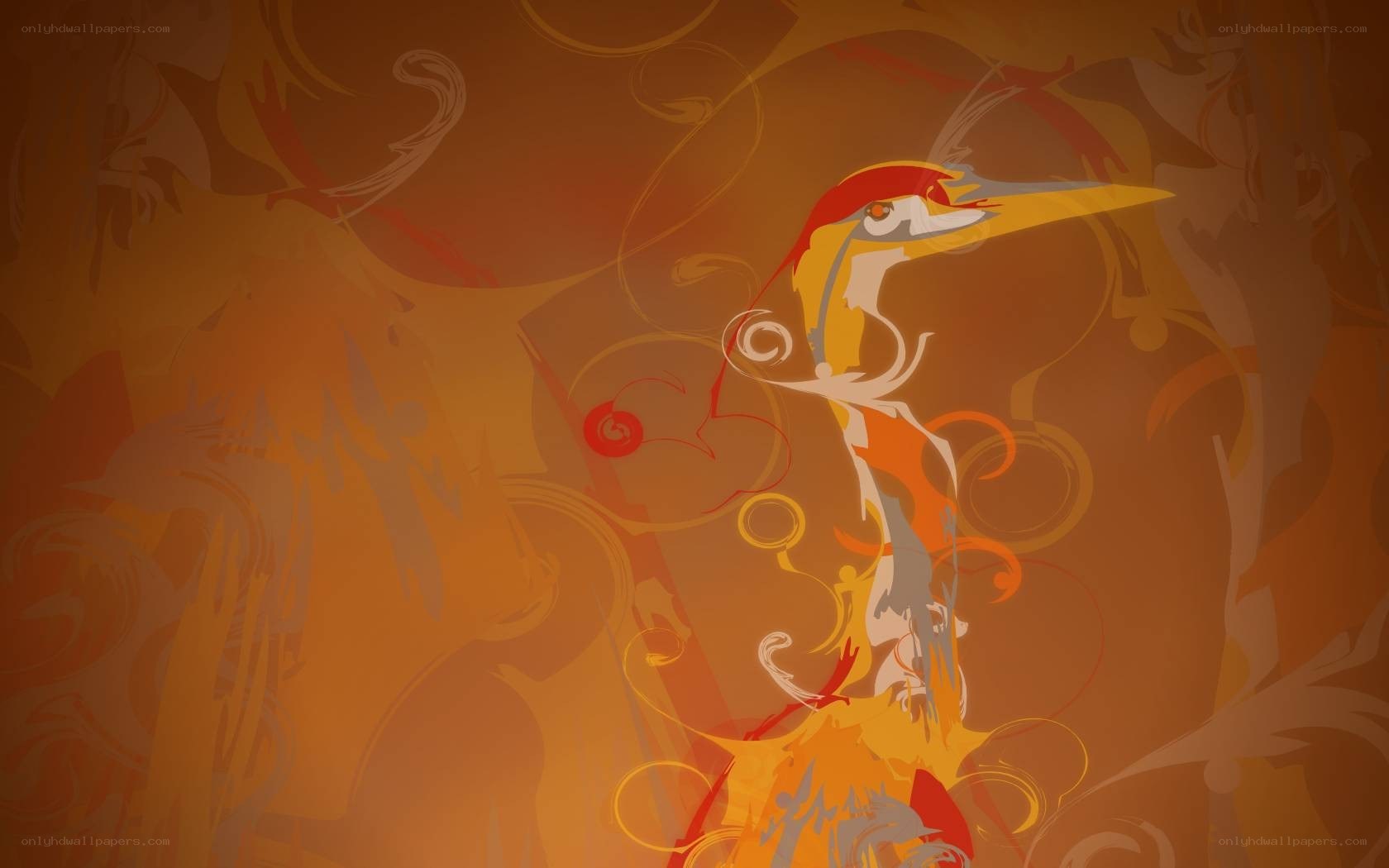 abstract bird art in warm tones